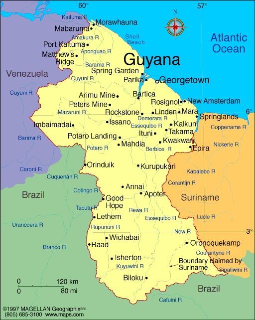 map of Guyana - Google Search | South america map, Guyana, Map